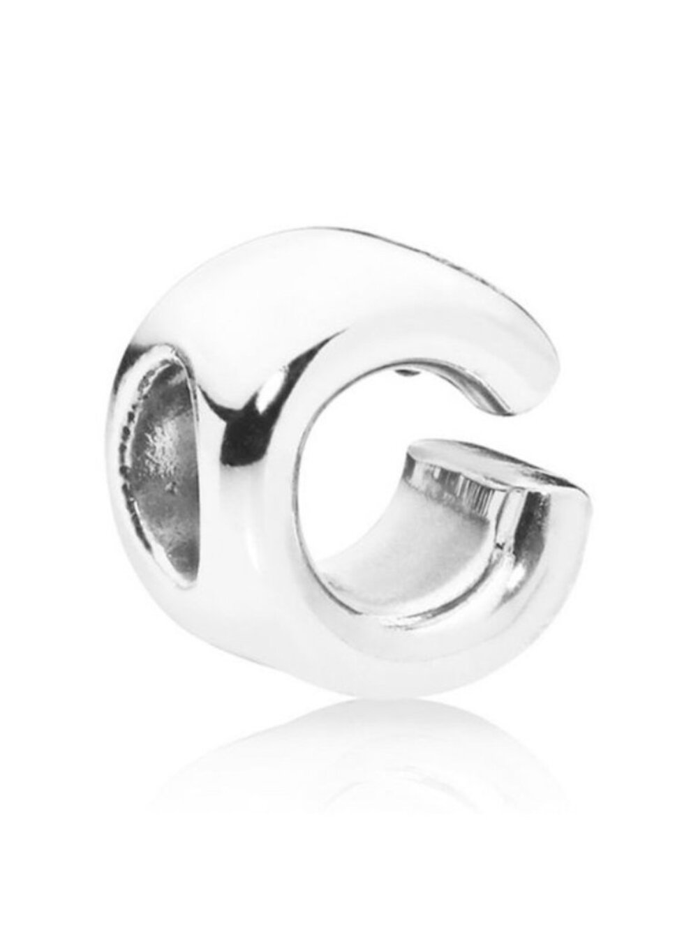 Pandora Sterling Silver Open Letter C Alphabet Charm with Heart Pattern - 797457